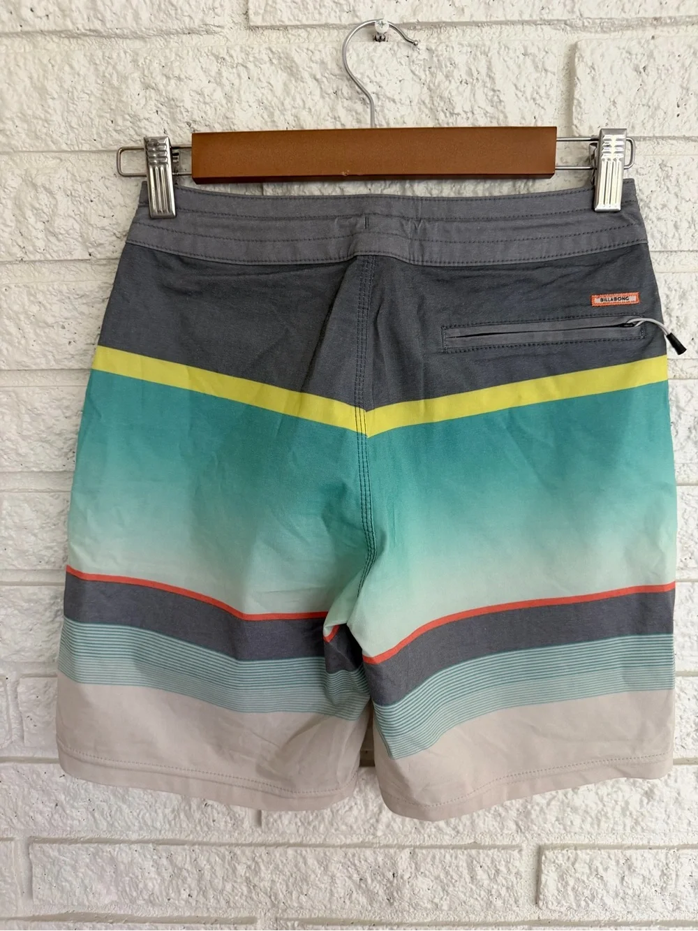 Billabong Boy’s Gray Mint Stripe Board Shorts - 8/10